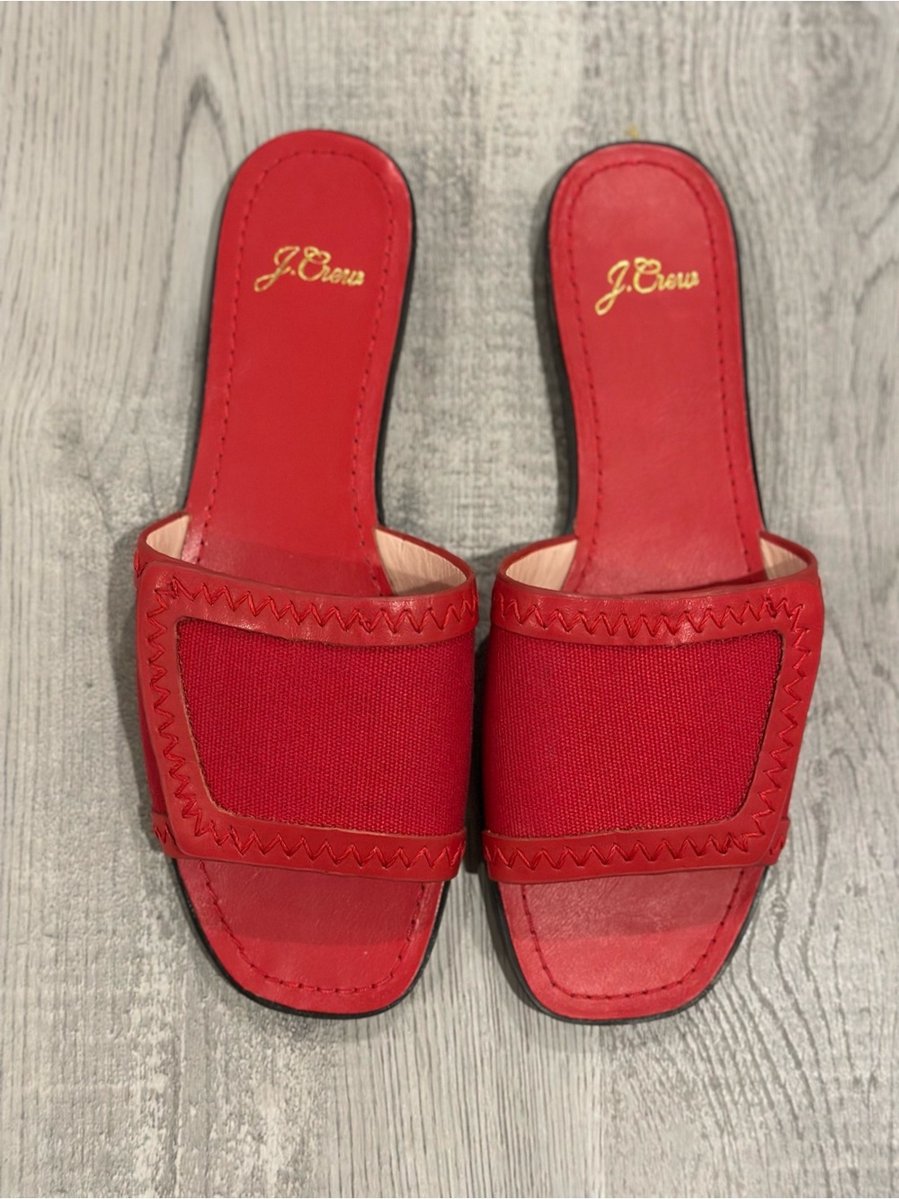 J. Crew Red Slide Mules with Stitched Upper 7.5